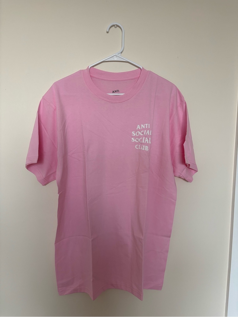 Anti Social Social Club Pink Short Sleeve Tee with White Chest Logo